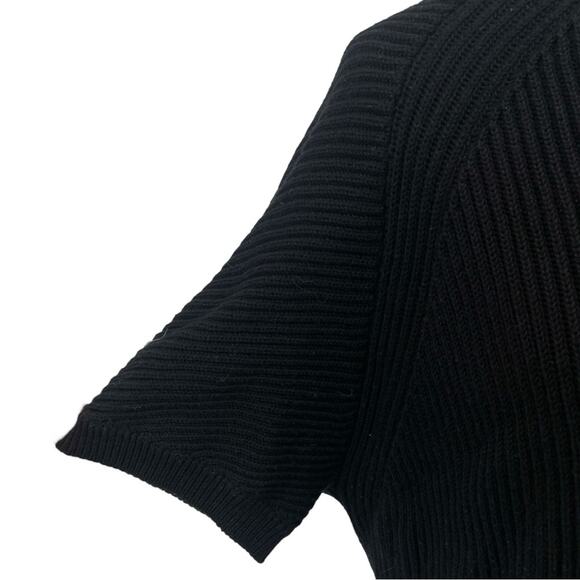Max‎ Mara Weekend Short Sleeve Sweater Draped Back Knit Black Medium - Picture 2 of 6